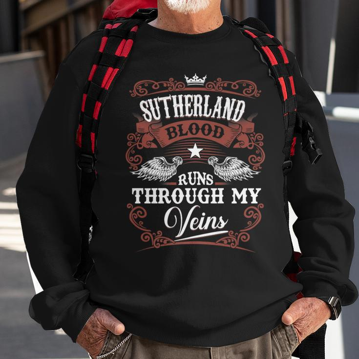 Sutherland Blood Runs Through My Veins Vintage Family Name Sweatshirt Gifts for Old Men
