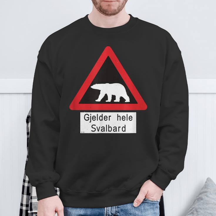 Svalbard Polar Bear Sign Gjelder Hele Spitsbergen Norway Sweatshirt Geschenke für alte Männer