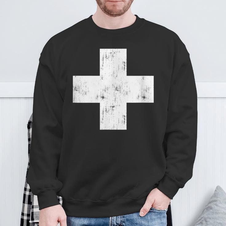 Swiss Vintage Cross Flag Switzerland Sweatshirt Geschenke für alte Männer