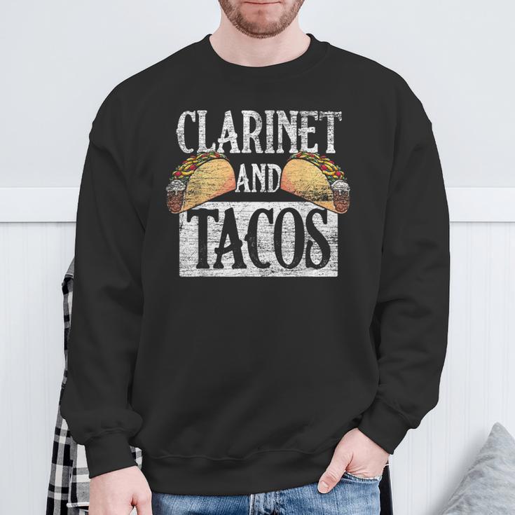 Tacos Mexico Cinco De Mayo Music Clarinet Sweatshirt Gifts for Old Men