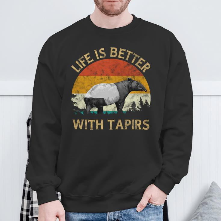 Tapir Lover Retro Vintage Tapir Sunset Tree Life With Tapirs Sweatshirt Gifts for Old Men