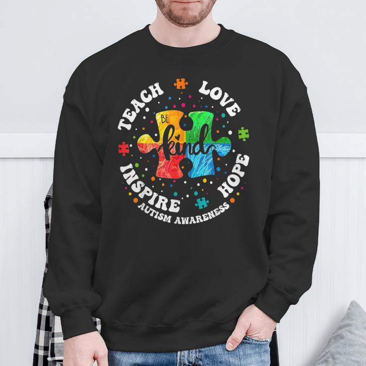 Teacher Autism Awareness Teach Hope Love Inspire Sweatshirt Gifts for Old Men
