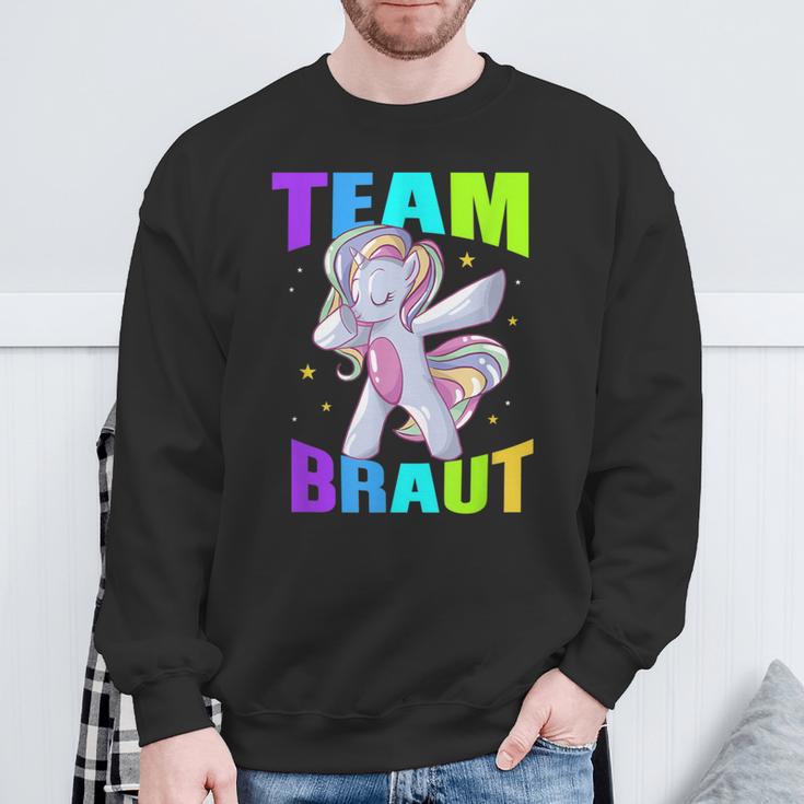 Team Braut Einhorn Hochzeit Unicorn Junggesellenabschied Sweatshirt Geschenke für alte Männer