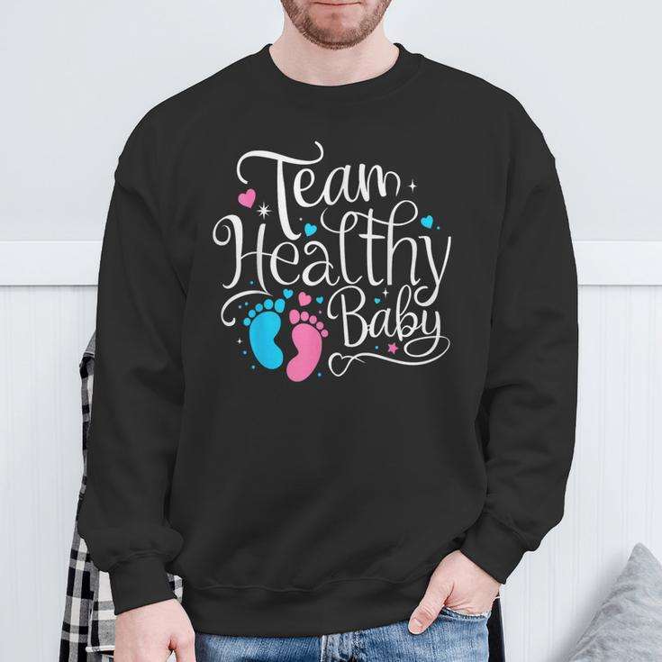 Team Healthy Baby Shower Gender Reveal Party Sweatshirt Gifts for Old Men