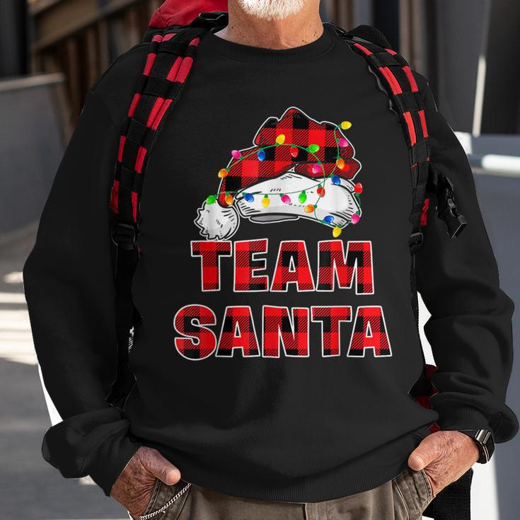 Team Santa Red Plaid Claus Hat Matching Family Christmas Sweatshirt Gifts for Old Men