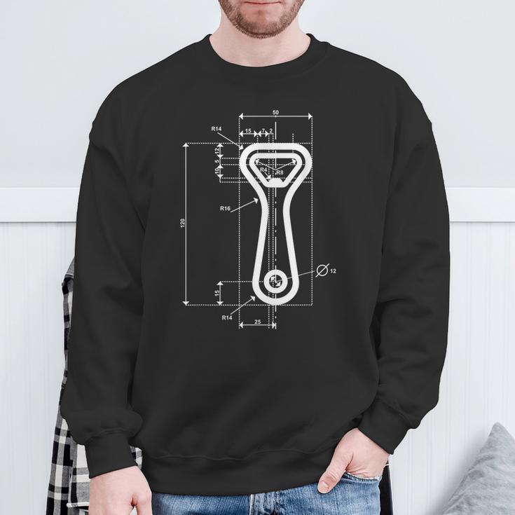 Technische Zeichnung Flaschenöffner Sweatshirt Geschenke für alte Männer