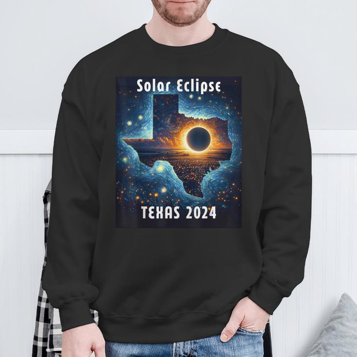 Texas Solar Eclipse 2024 Starry Night Solar Eclipse 2024 Sweatshirt Gifts for Old Men