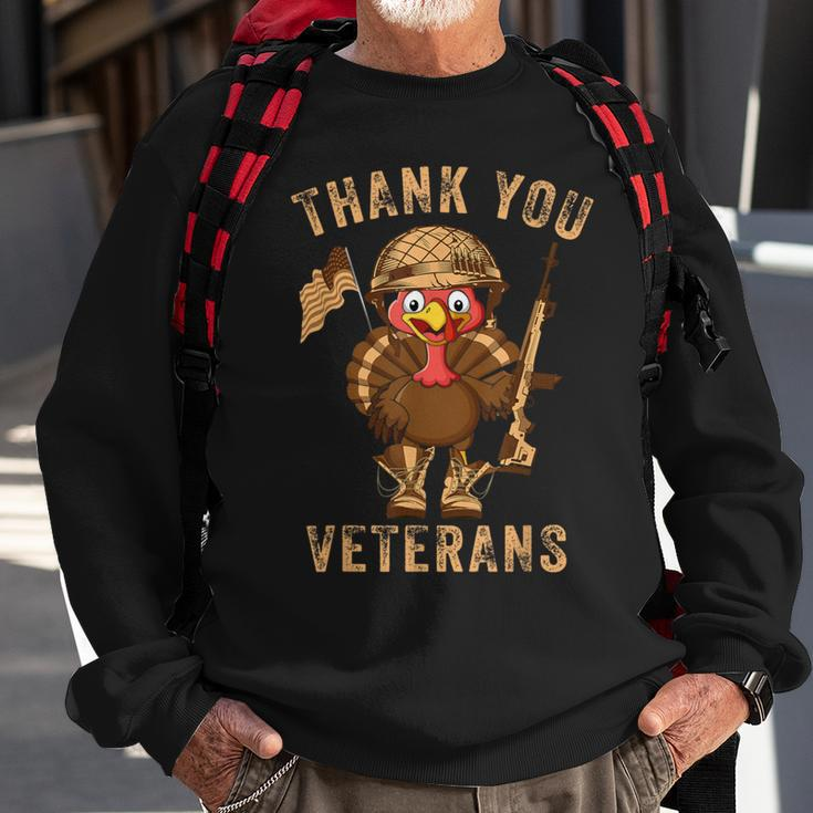 Thanksgiving Veteran Turkey Us Flag Thank You Veterans Sweatshirt Gifts for Old Men
