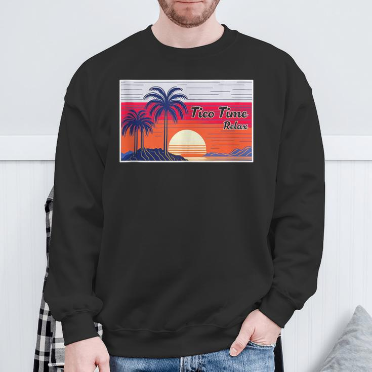 Tico Time Relax Surf Culture Sunset Costa Rican Surfers Sweatshirt Gifts for Old Men