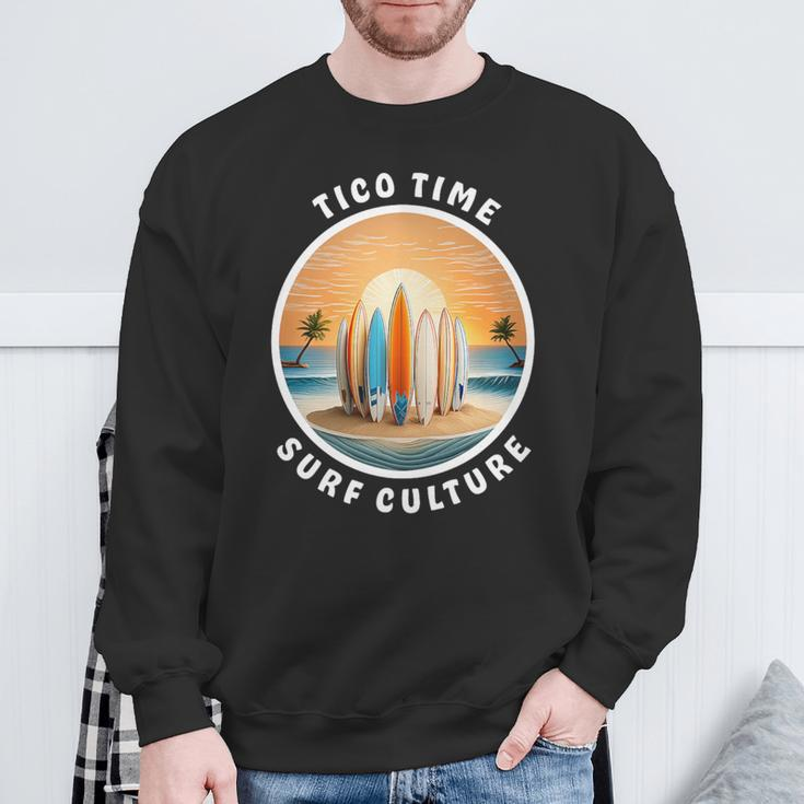 Tico Time Surf Culture Costa Rican Surfboard Vibe Sweatshirt Gifts for Old Men