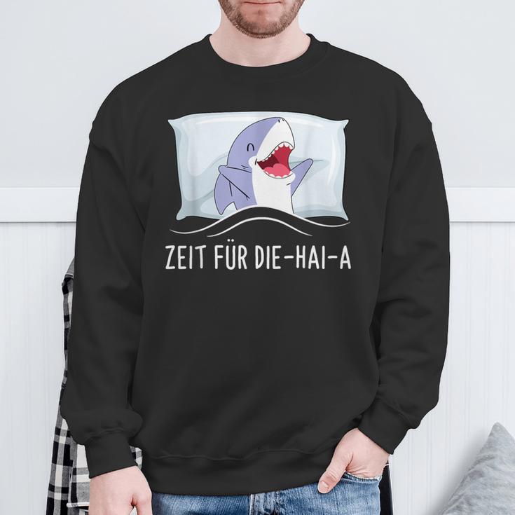 Time Für Die Haia Shark Sleep Tired Sleep Pyjamas Black Sweatshirt Geschenke für alte Männer