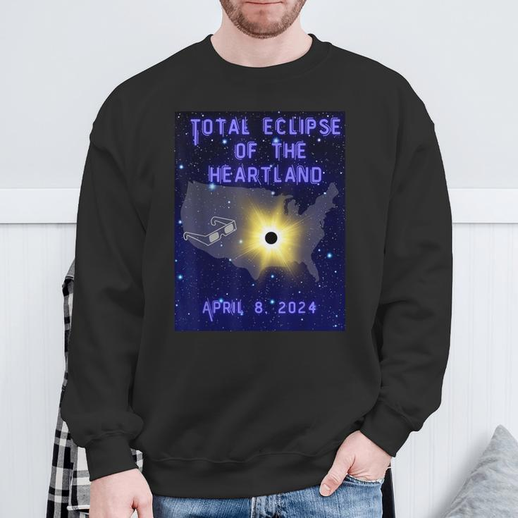 Total Eclipse Of The Heartland Total Solar Eclipse 2024 Sweatshirt Gifts for Old Men