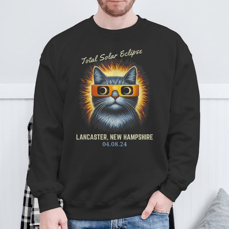 Total Solar Eclipse 2024 Lancaster New Hampshire Cat Lover Sweatshirt Gifts for Old Men