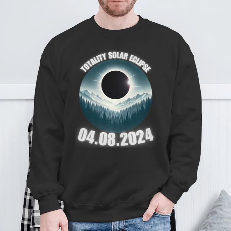 Total Solar Eclipse 2024 Path Of American Mountains View Ar Sweatshirt Gifts for Old Men