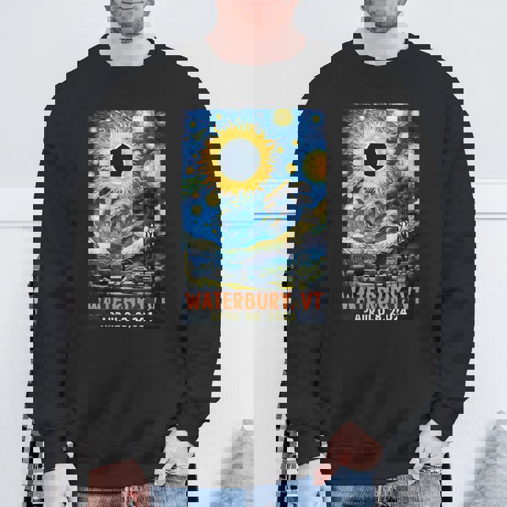 Total Solar Eclipse 2024 Waterbury Vermont Starry Night Sweatshirt Gifts for Old Men