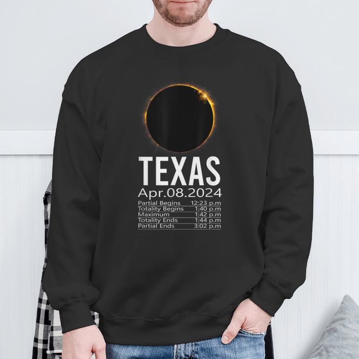Total Solar Eclipse Apr 8 2024 Totality Texas Schedule Time Sweatshirt Gifts for Old Men