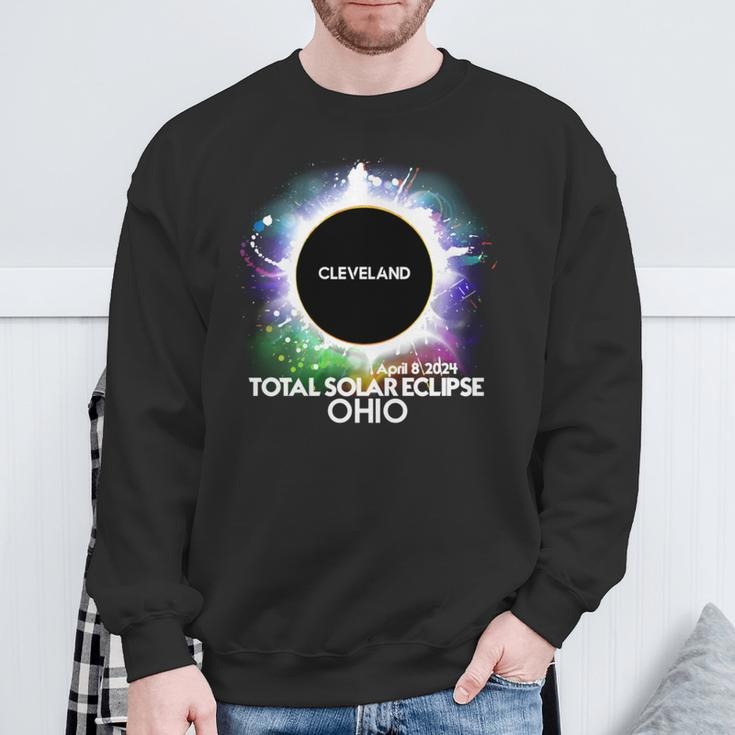 Total Solar Eclipse Cleveland Ohio 2024 Colorful Totality Sweatshirt Gifts for Old Men