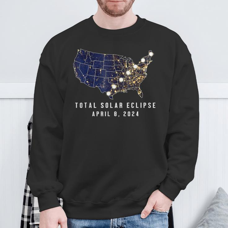 Total Solar Eclipse Map Of The Usa 4082024 Sweatshirt Gifts for Old Men