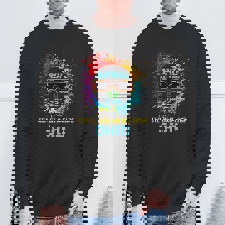 Total Solar Eclipse Ohio 2024 Colorful Eclipse 040824 Sweatshirt Gifts for Old Men