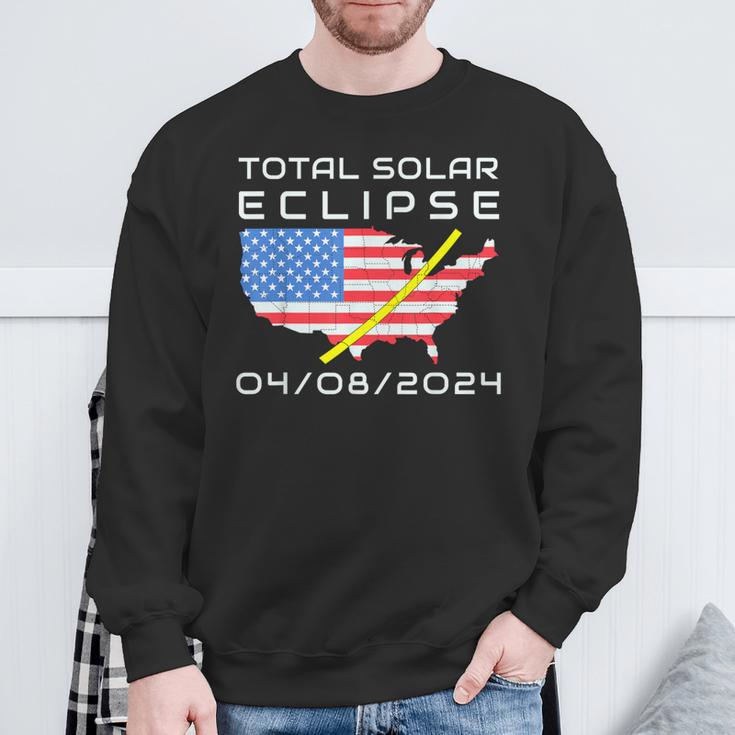 Total Solar Eclipse Path Totality America Map 8 April 2024 Sweatshirt Gifts for Old Men