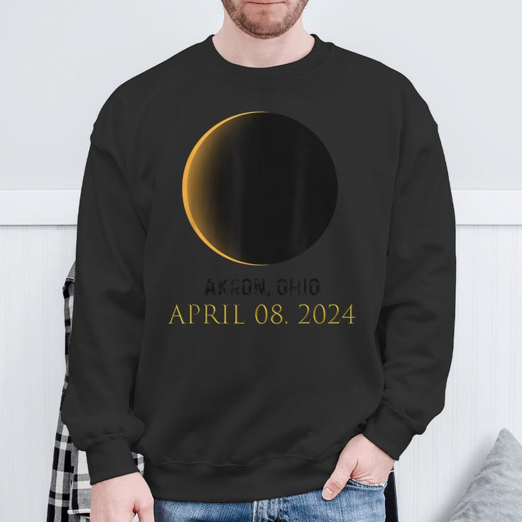 Total Solar Eclipse Spring April 8 2024 Akron Ohio Sweatshirt Gifts for Old Men
