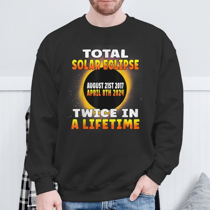 Total Solar Eclipse Twice In A Lifetime 2017 2024 Souvenir Sweatshirt Gifts for Old Men