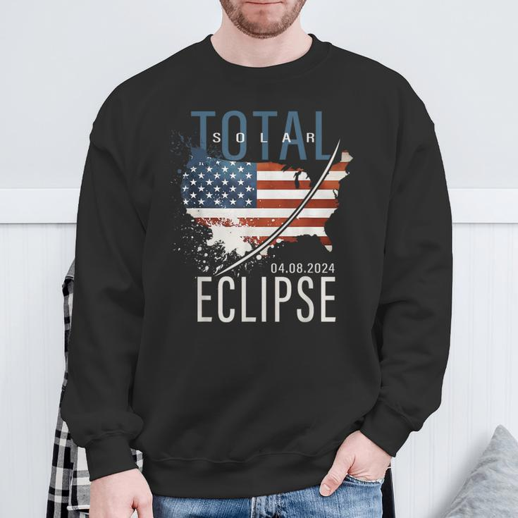 Totality America Usa Map Total Solar Eclipse 04082024 Sweatshirt Gifts for Old Men
