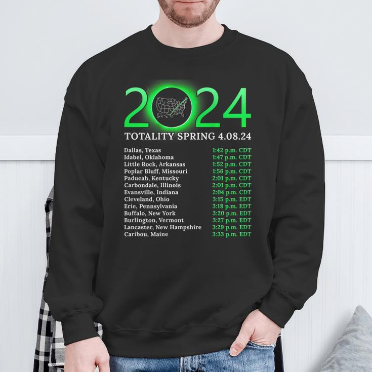 Totality Path 2024 American Total Eclipse Map On Back Sweatshirt Gifts for Old Men