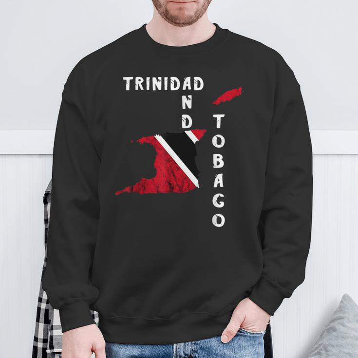 Trinidad And Tobago Map Pride Trinidadian Roots Flag Sweatshirt Gifts for Old Men