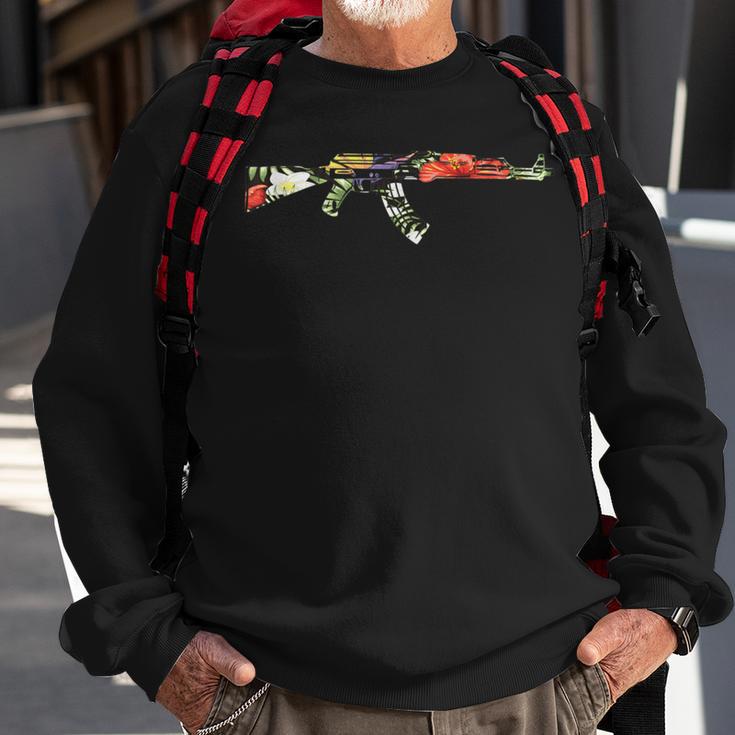 Tropical Gun Lover Firearm Beach Cute Hawaiian Aloha Ak-47 Sweatshirt Gifts for Old Men