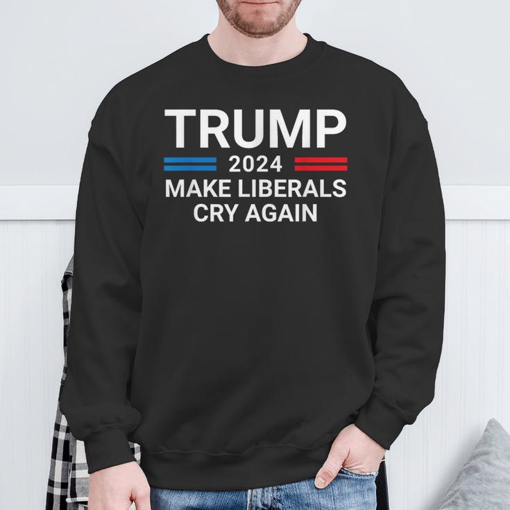 Trump 2024 Make Liberals Cry Again American Flag Sweatshirt Gifts for Old Men