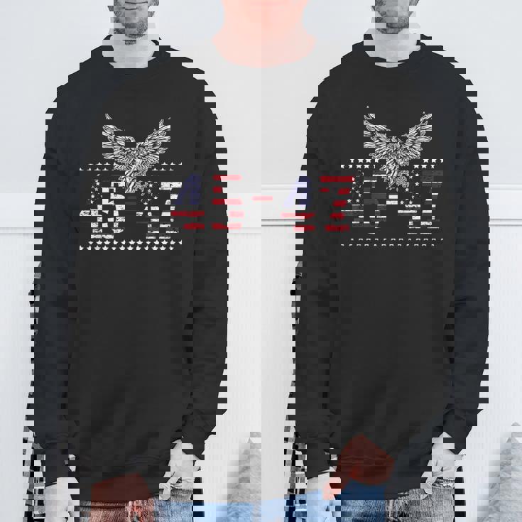 Trump 2024 President 45 And 47 American Flag Trump 2024 Sweatshirt Gifts for Old Men