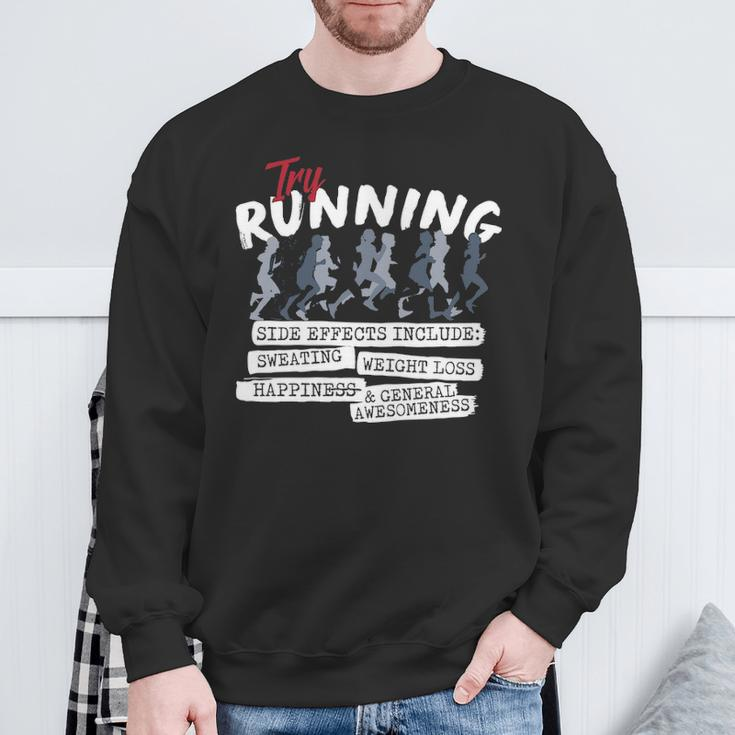 Try Running Running Sweatshirt Gifts for Old Men