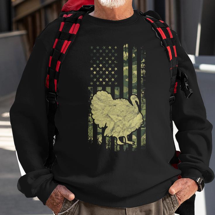 Turkey Camo Usa American Flag Thanksgiving Day Camouflage Sweatshirt Gifts for Old Men