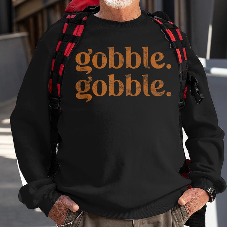 Turkey Trot Thanksgiving Day Gobble Gobble Sweatshirt Gifts for Old Men