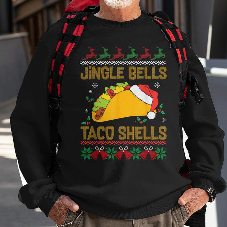 Ugly Christmas Fast Food Joke Jingle Bells Taco Shells Sweatshirt Gifts for Old Men