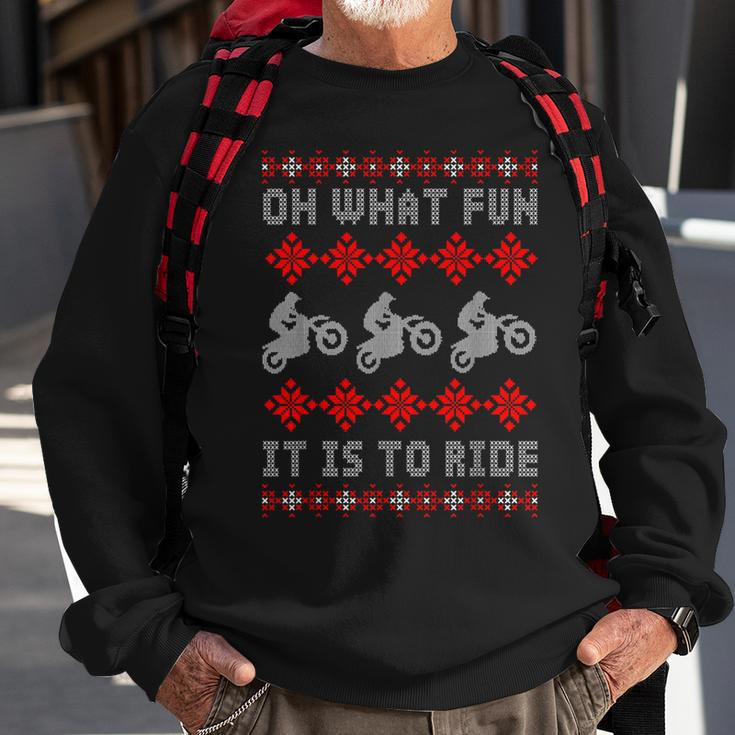 Ugly Christmas Motorcycle Motocross Dirt Bike Enduro Sweatshirt Gifts for Old Men