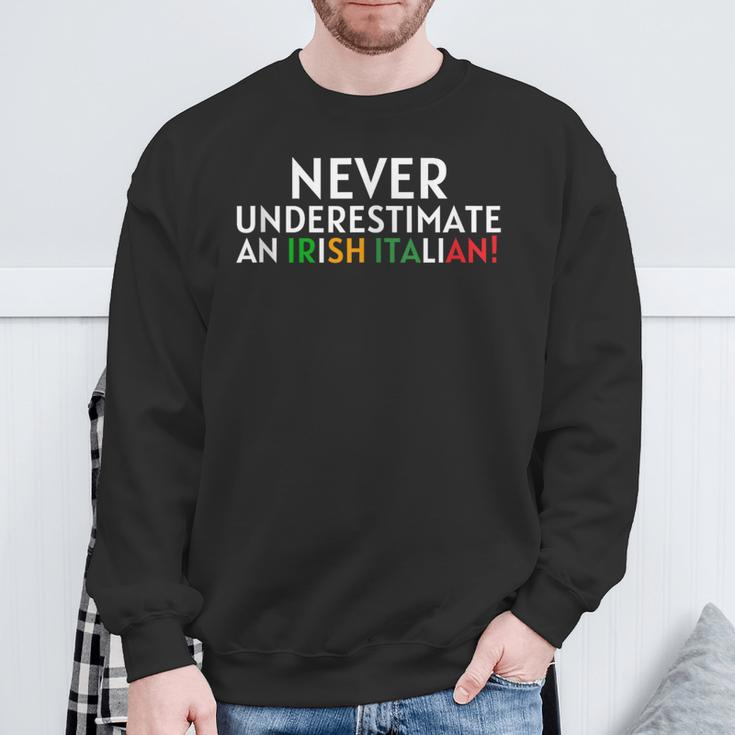 Never Underestimate An Irish Italian St Patrick's Day Italy Sweatshirt Gifts for Old Men