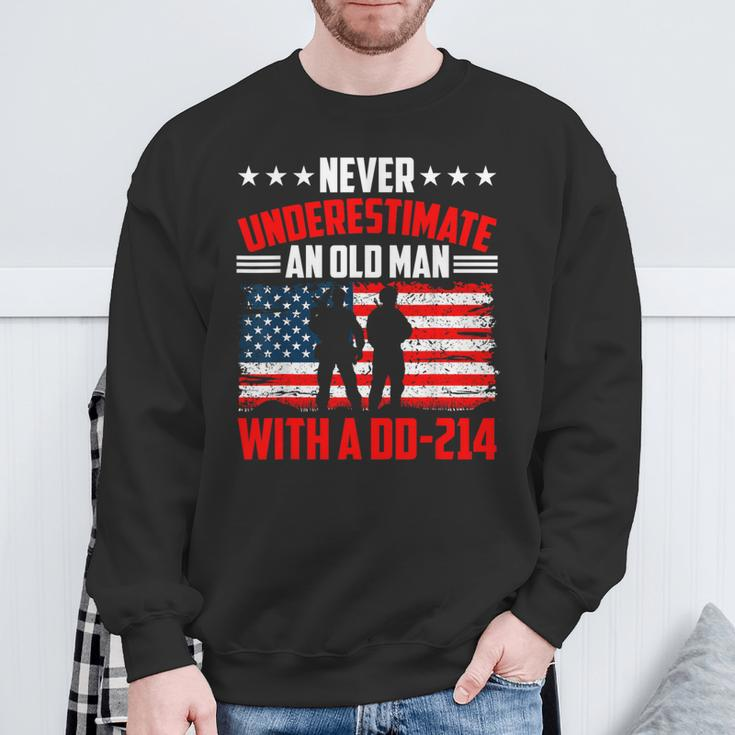 Never Underestimate An Old Man With A Dd214 Veterans Day Sweatshirt Gifts for Old Men