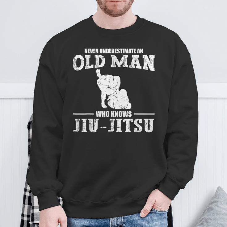 Never Underestimate An Old Man Jiu Jitsu Sports Men Sweatshirt Gifts for Old Men