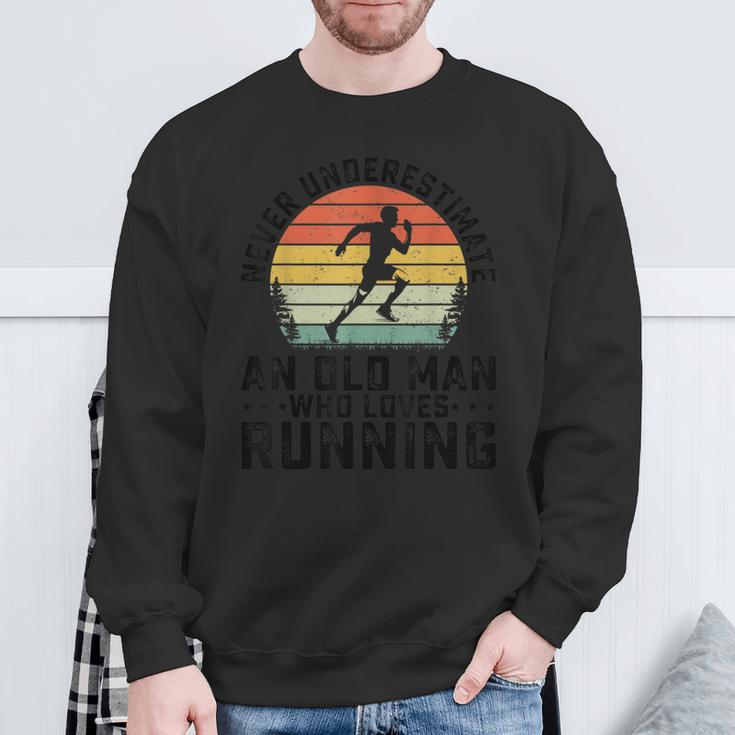 Never Underestimate An Old Man Who Loves Running Runner Sweatshirt Gifts for Old Men