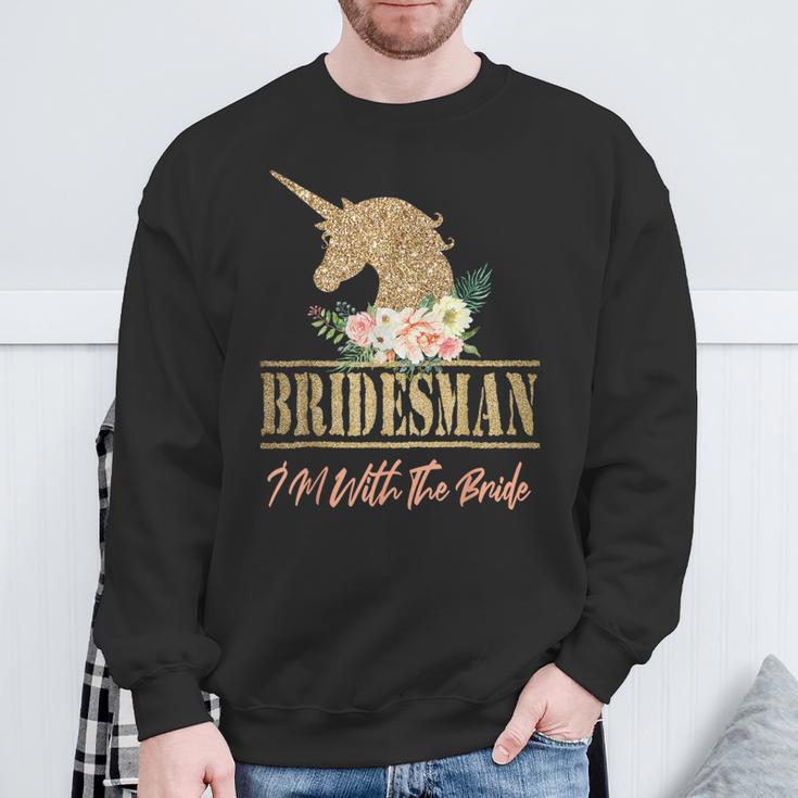 Unicorn Bridesman For Wedding Bridal Party Bridesmaid Sweatshirt Gifts for Old Men