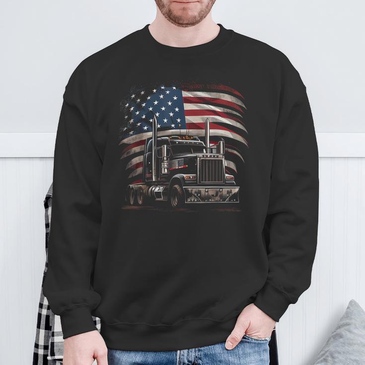 Us American Flag Trucker Truck Driver Sweatshirt Geschenke für alte Männer