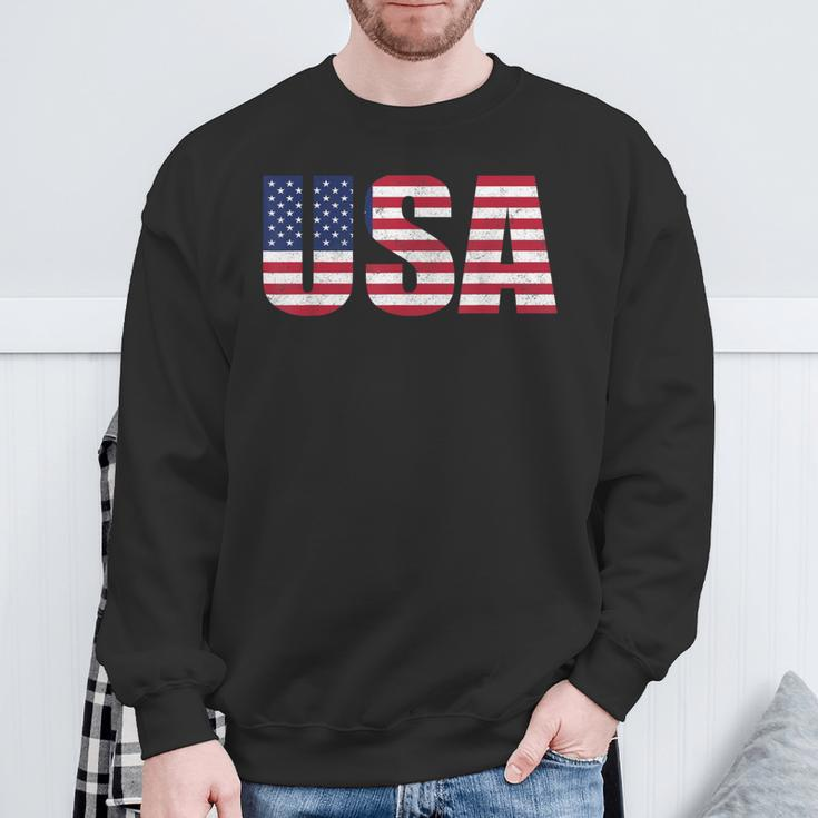 Usa Flag 4Th Of July Red White & Blue American Patriotic Sweatshirt Gifts for Old Men
