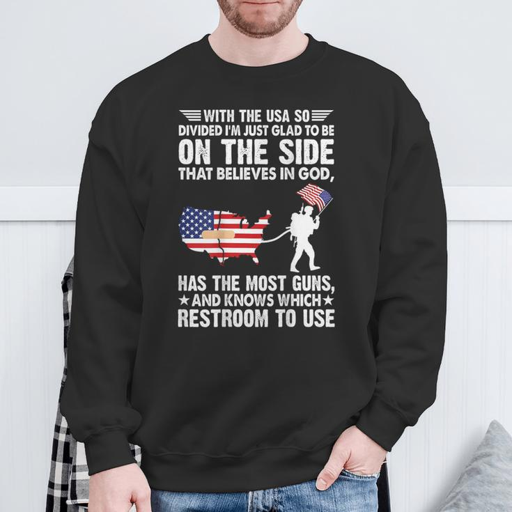 With The Usa So Divide I'm Just Glad To Be On The Side -Back Sweatshirt Gifts for Old Men