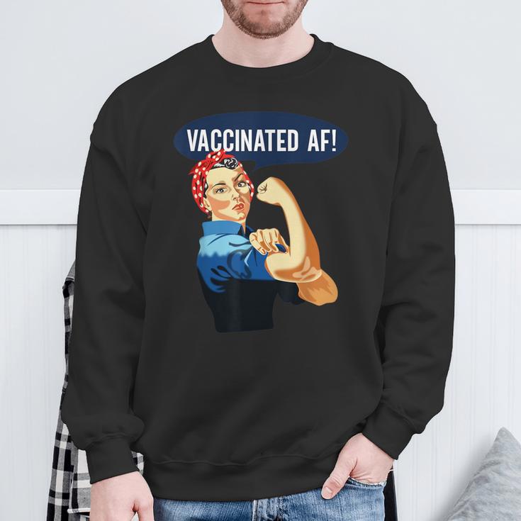 Vaccinated Af Pro Vaccine Vaccinated Rosie The Riveter Sweatshirt Gifts for Old Men