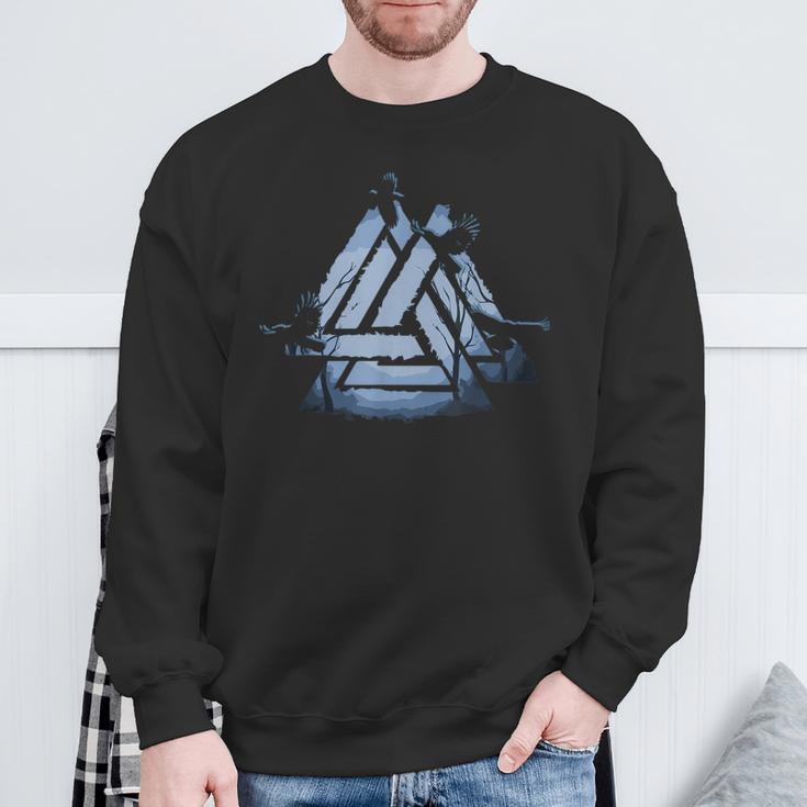 Valknut Symbol Ravens Odin's Wotan Knot Walhallaiking Sweatshirt Geschenke für alte Männer