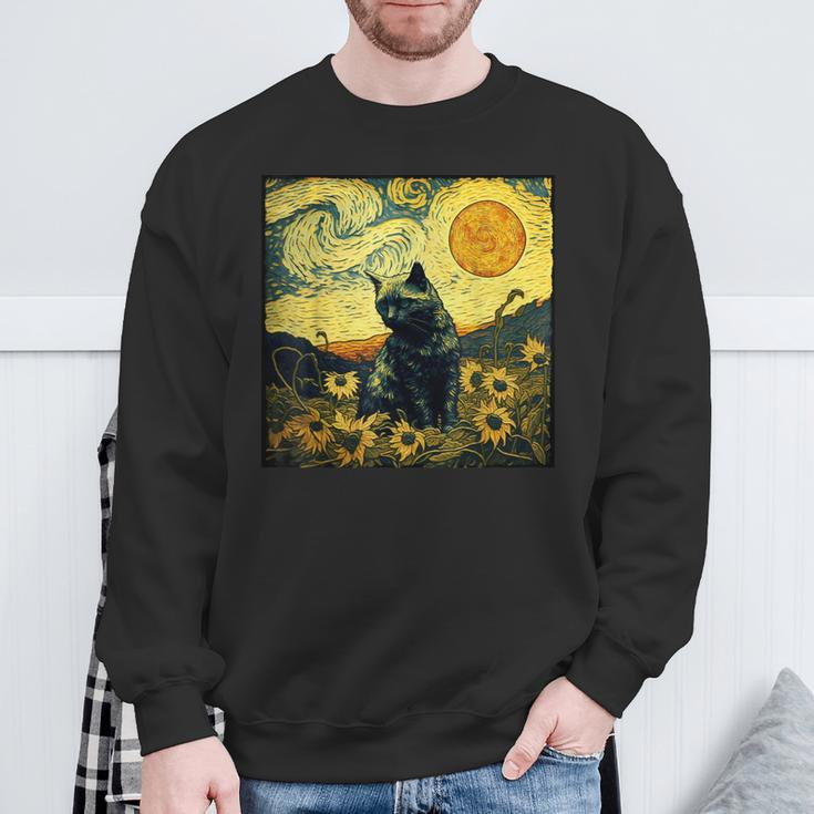 Van Gogh Cat Sweatshirt Geschenke für alte Männer