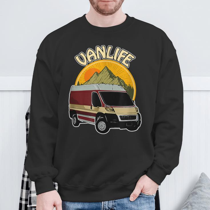 Vanlife Abenteuer Camping Sweatshirt, Bergsonnenuntergang Design Geschenke für alte Männer