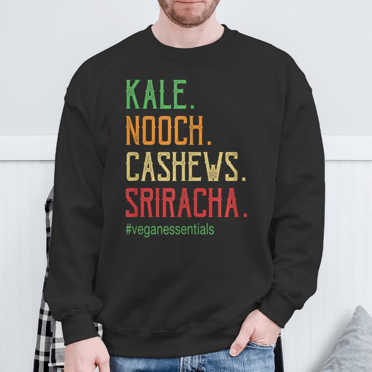 Vegan Essentials Kale Nooch Cashews Sriracha Sweatshirt Gifts for Old Men